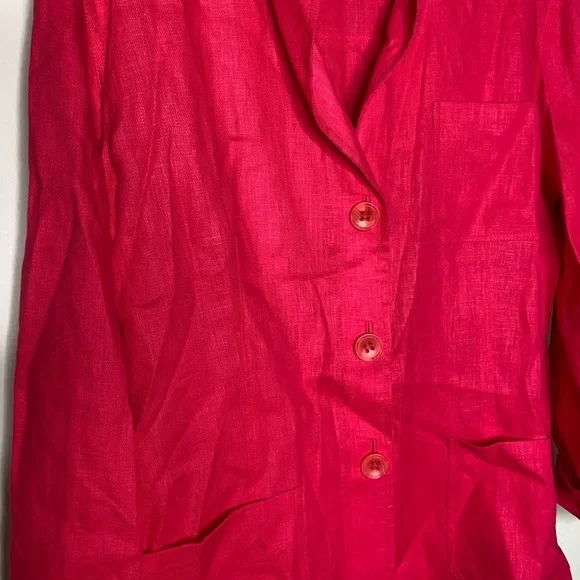 Lafayette 148 New York Red Button Down Shirt - Picture 3 of 5